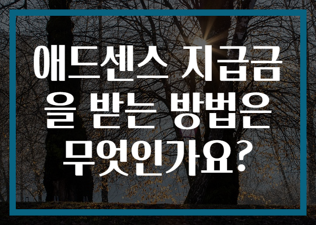 애드센스 지급금을 받는 방법은 무엇인가요?