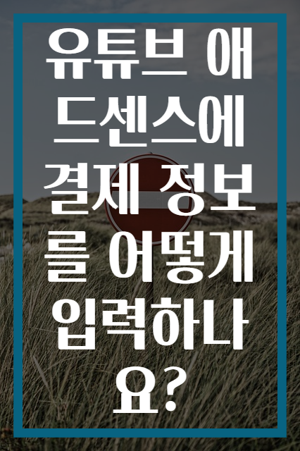 유튜브 애드센스에 결제 정보를 어떻게 입력하나요?