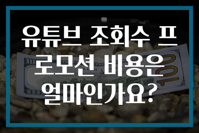 유튜브 조회수 프로모션 비용은 얼마인가요?