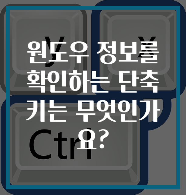원도우 정보를 확인하는 단축키는 무엇인가요?