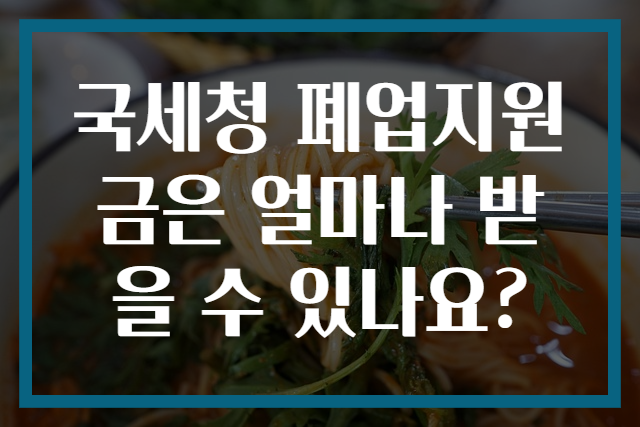 국세청 폐업지원금은 얼마나 받을 수 있나요?