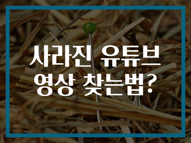 사라진 유튜브 영상 찾는법?